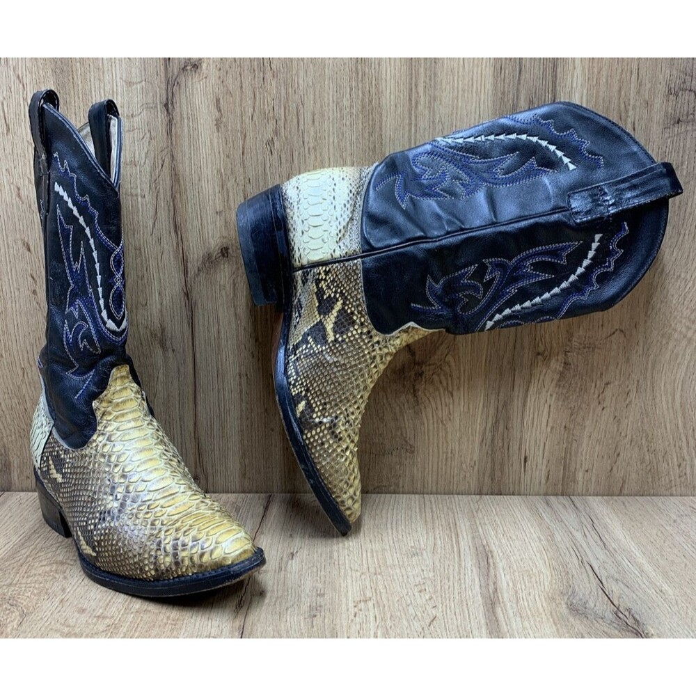Vintage Trinity River Python Cowboy Boots Womens 5 Youth 3 Handcrafted Mexico